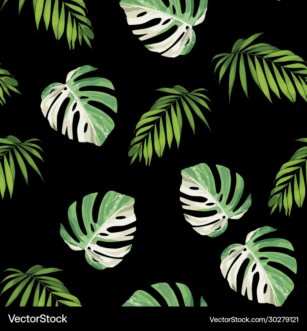 Floral seamless leaves pattern with tropical plant Floral seamless leaves pattern with tropical plant Vector Image