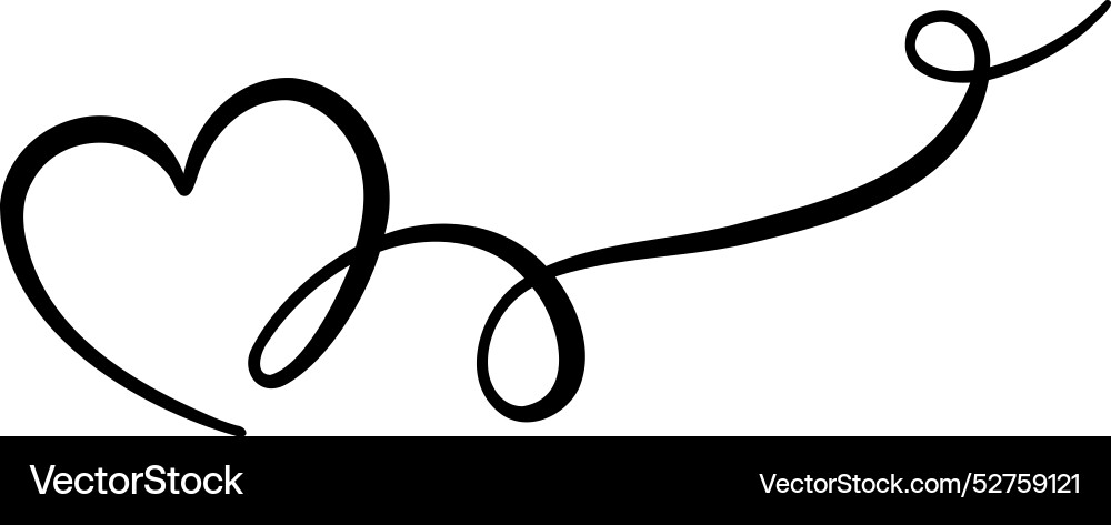 Heart single line loop banner decorative element Heart single line loop banner decorative element vector image