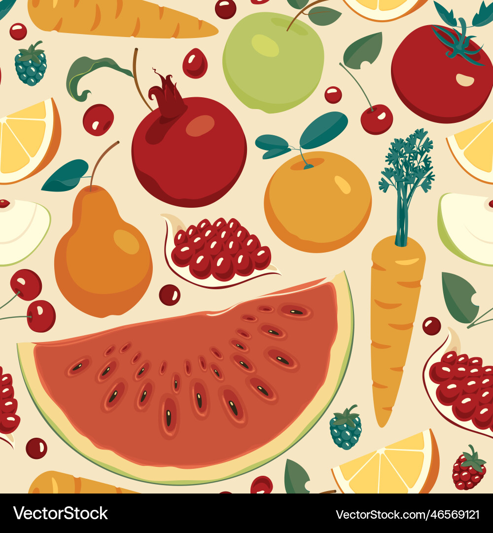 Seamless pattern with various whole and sliced Vector Image