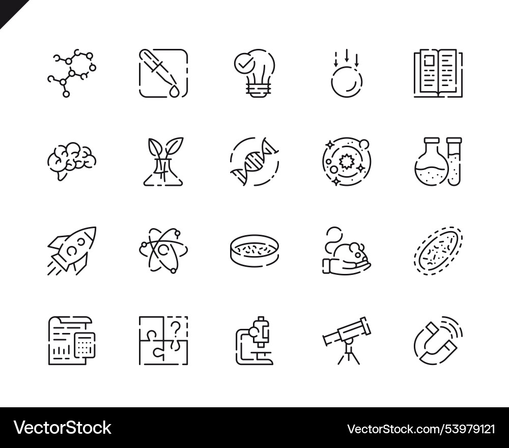 Simple set science line icons for website Vector Image