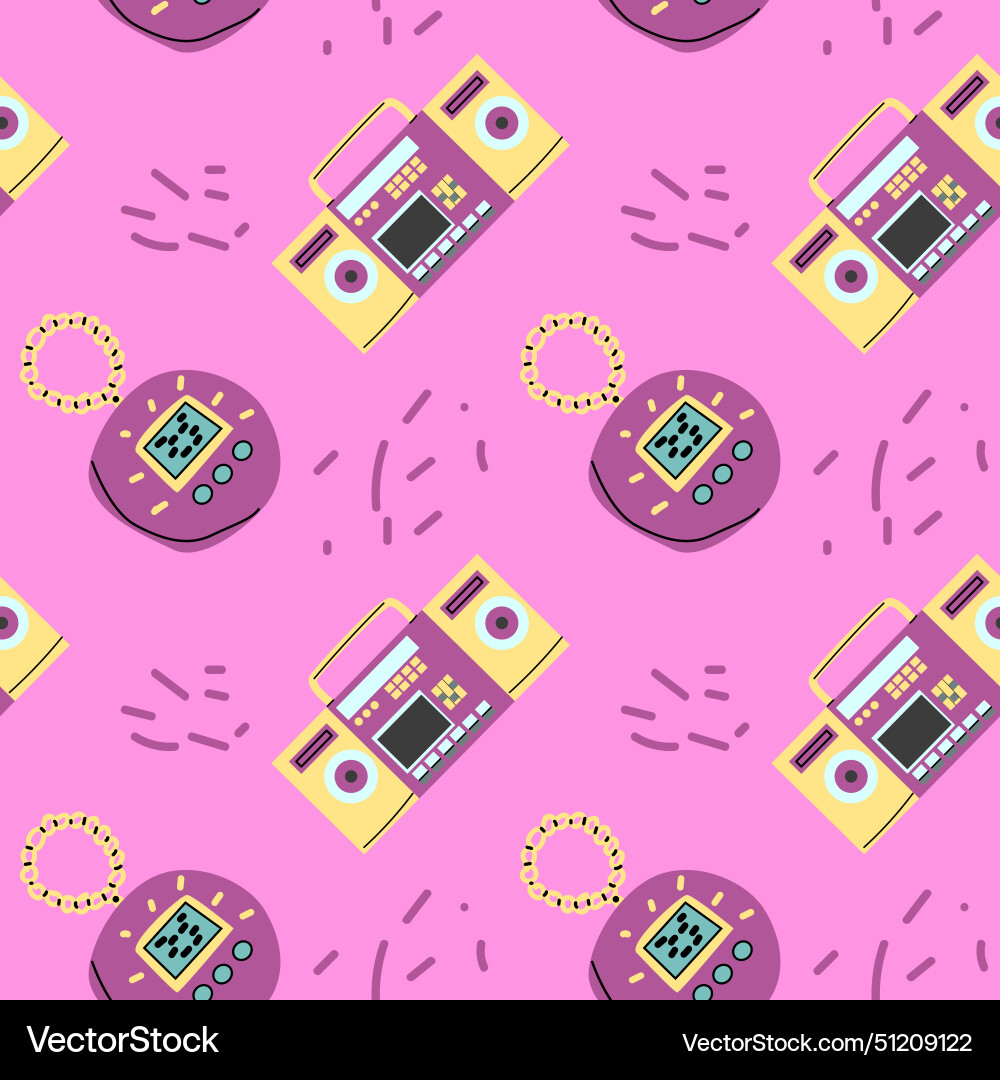 90s retro elements seamless pattern style 90s retro elements seamless pattern style vector image