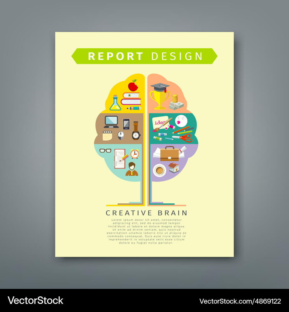 Annual report brain concepts colorful tree shape vector image