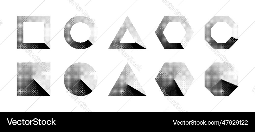 Basic geometric shapes with bitmap dither Basic geometric shapes with bitmap dither vector image