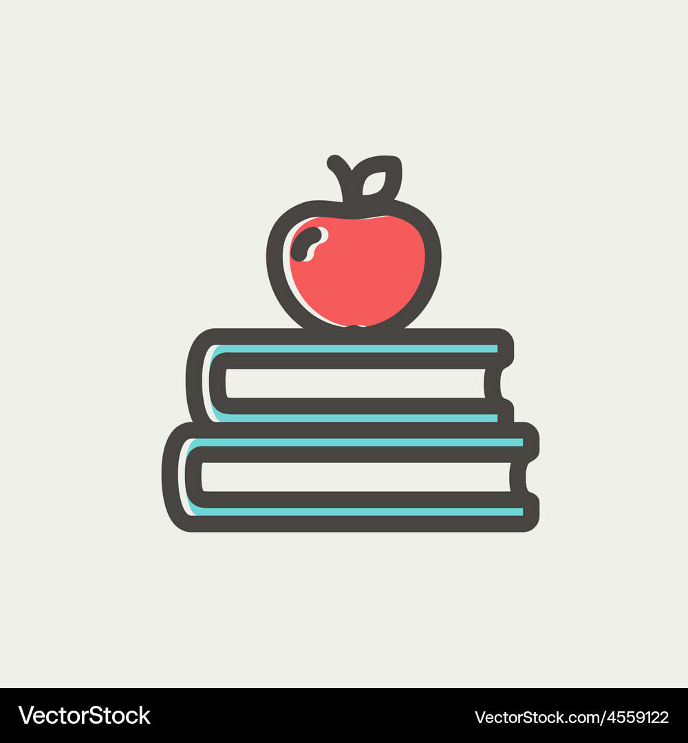 Bücher mit Apple Icon Vektorbild