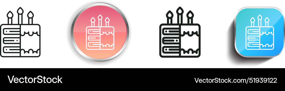 Cake icon thin linear regular and button style Vector Image