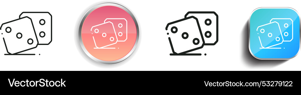 Dice icon thin linear regular and button style vector image