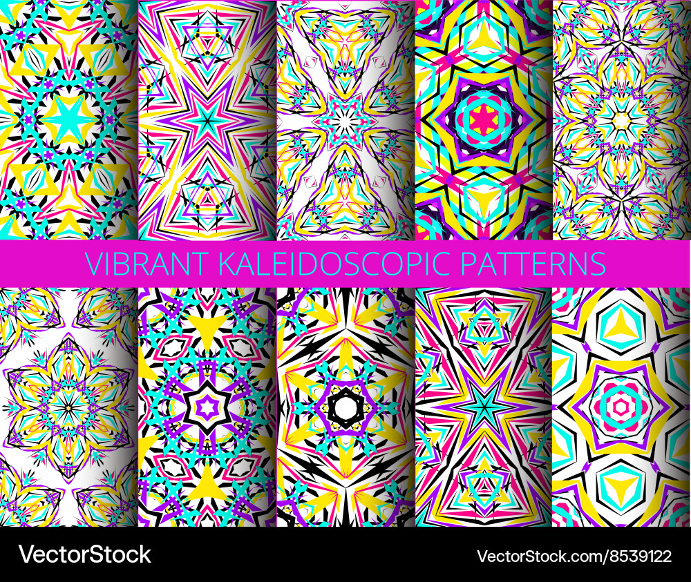 Kaleidoscopic patterns collection vector image