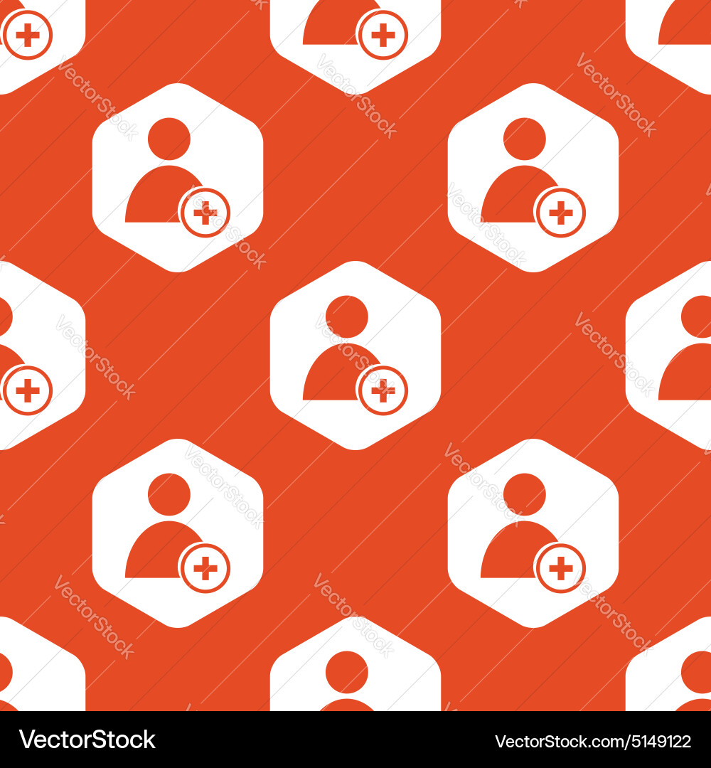 Orange hexagon add user pattern vector image