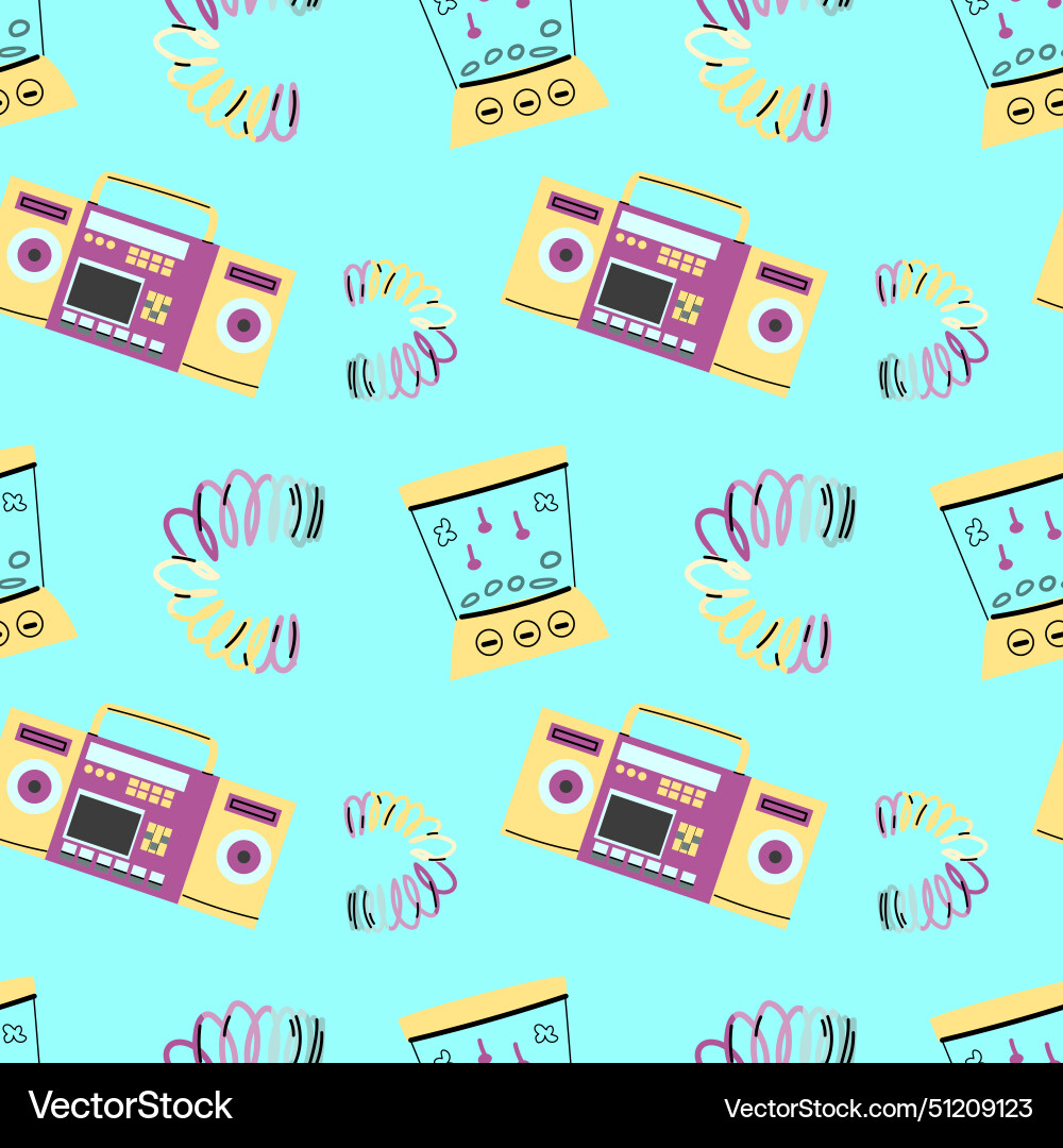 90s retro elements seamless pattern style 90s retro elements seamless pattern style vector image