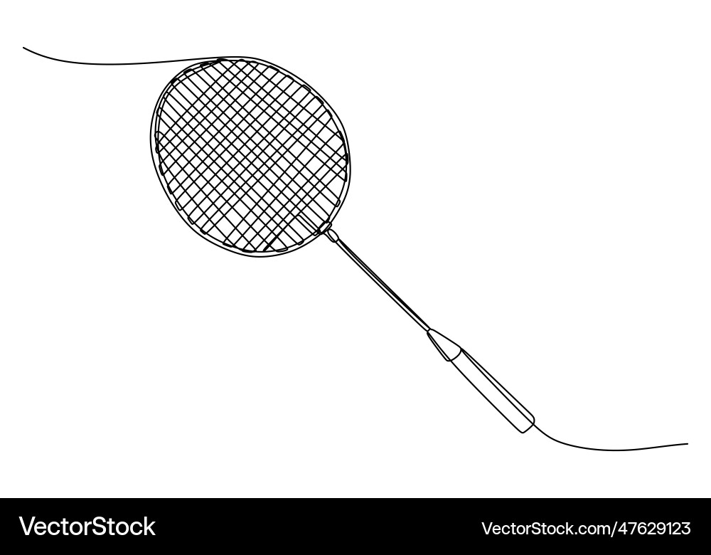 Badminton racket one line drawing continuous hand Badminton racket one line drawing continuous hand vector image