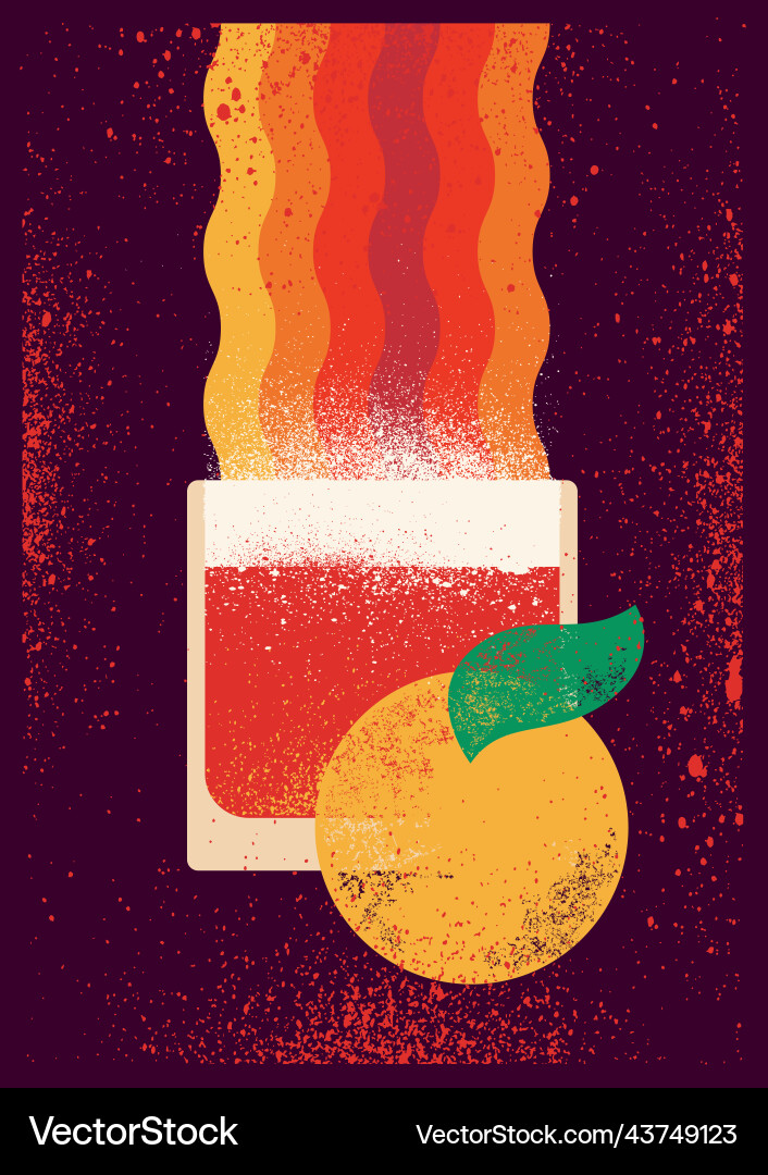 Cocktail grunge poster negroni glas und orange Cocktail grunge poster negroni glas und orange vektorbild