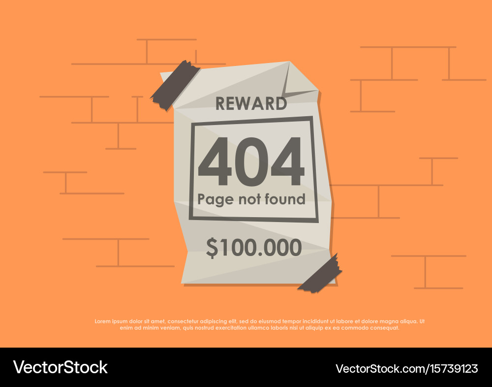 Design 404 error template reports that the page vector image