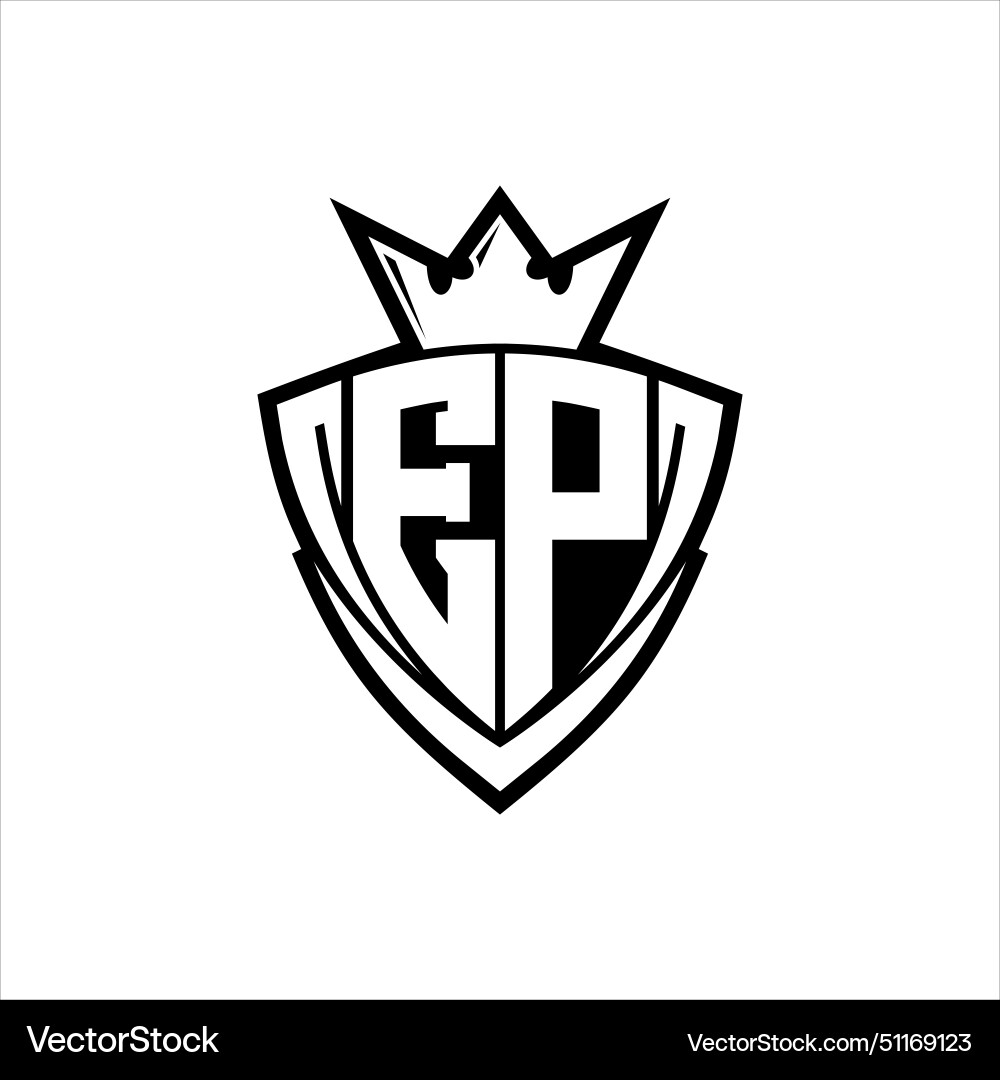 Ep letter logo with sharp triangle shield shape Ep letter logo with sharp triangle shield shape Vector Image