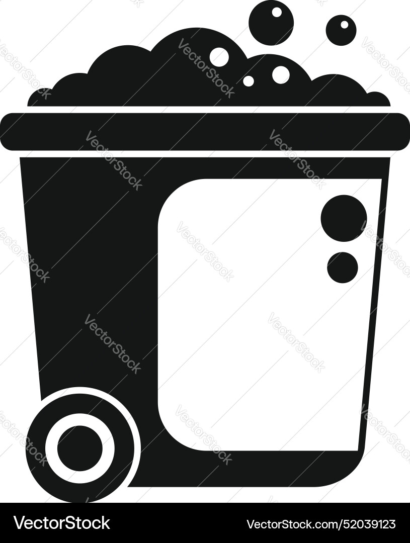 Full mobile garbage container with soap bubbles vector image
