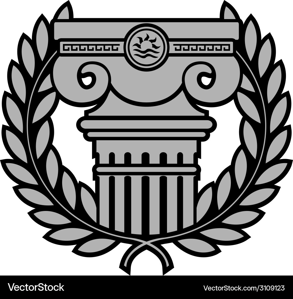Ionic Column with Laurel Wreath Vector Image