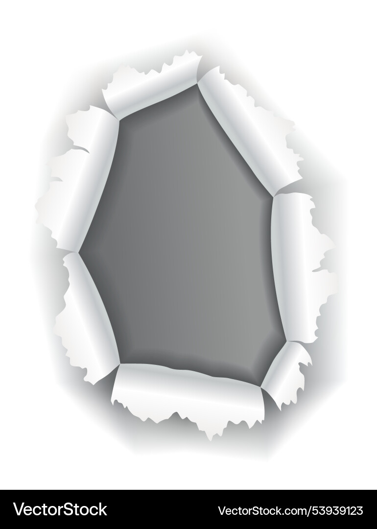 Paper hole of gray torn sides over Paper hole of gray torn sides over vector image
