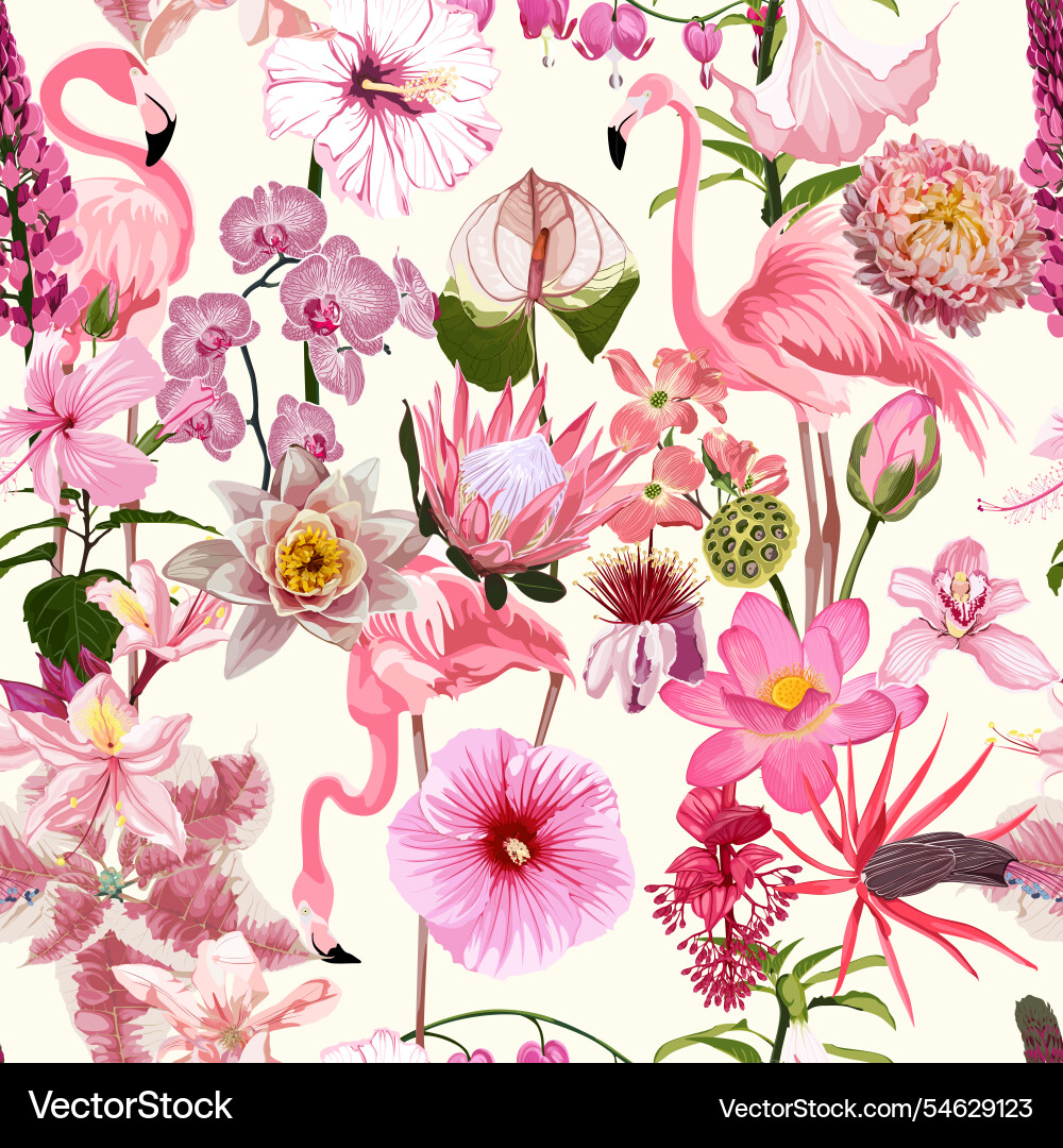 Pink Floral Seamless Pattern Vector Image
