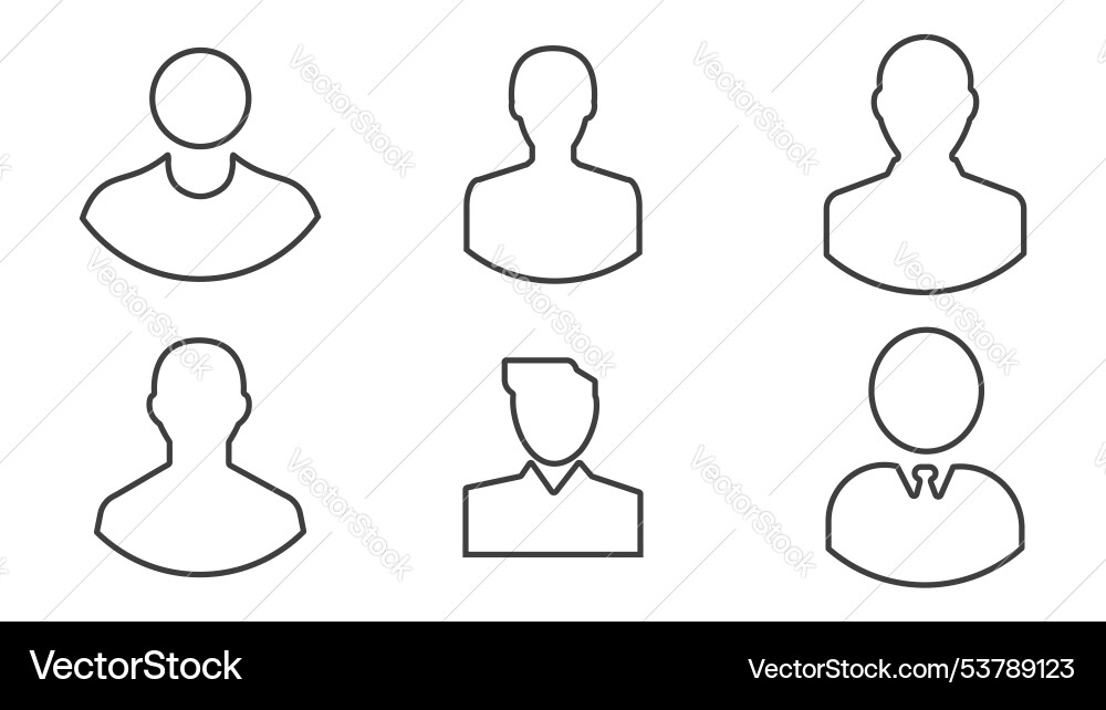 Set of user profile icons isolated on white Vector Image