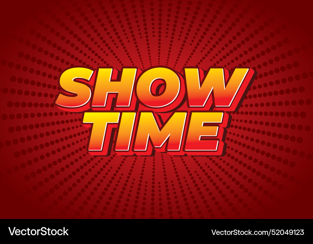 Show time text effect in 3d style with good colors Vector Image