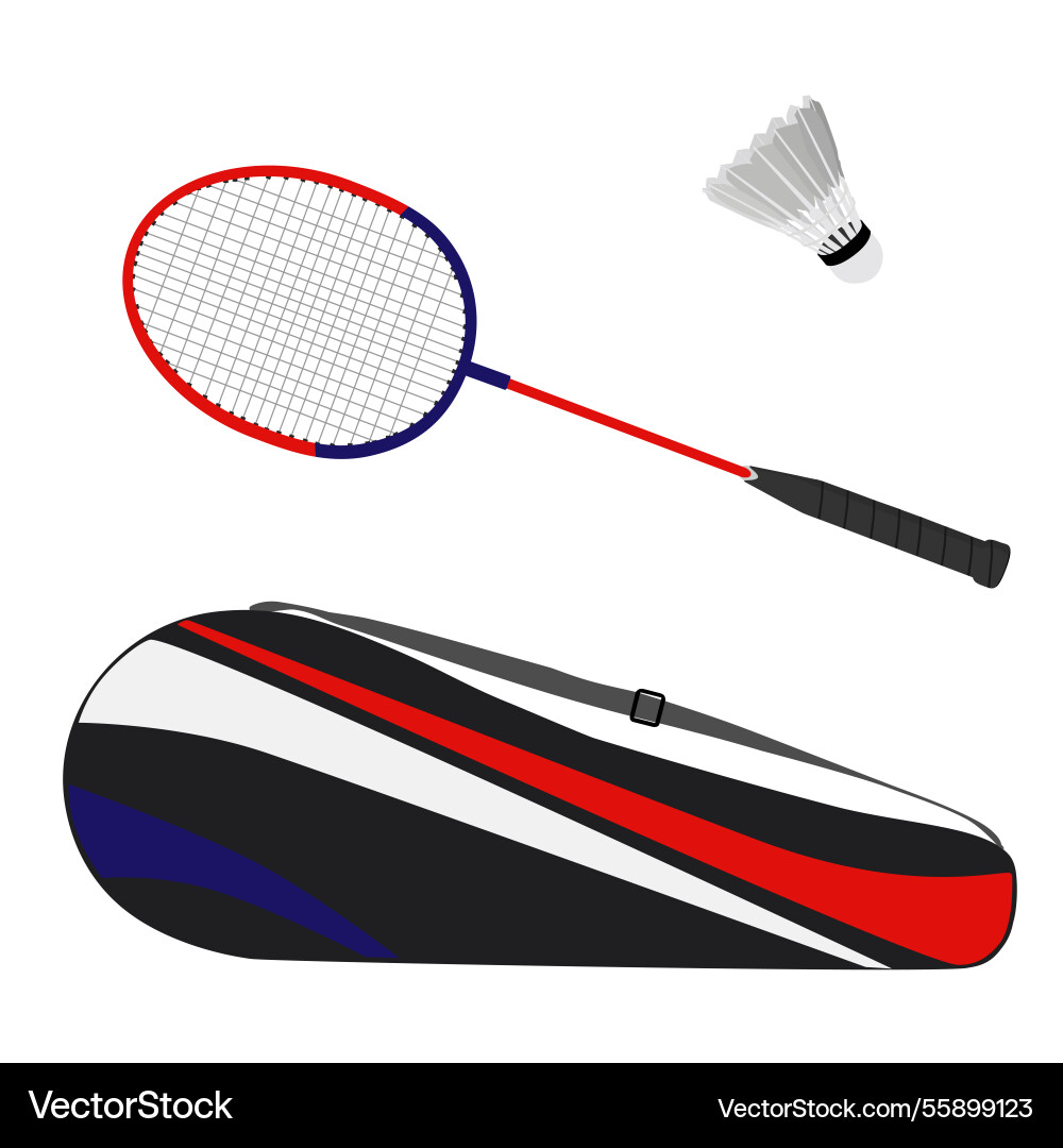 Sports equipment badminton racket shuttlecock Sports equipment badminton racket shuttlecock vector image