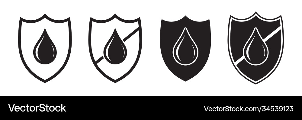 Waterproof icon drop and shield water proof vector image