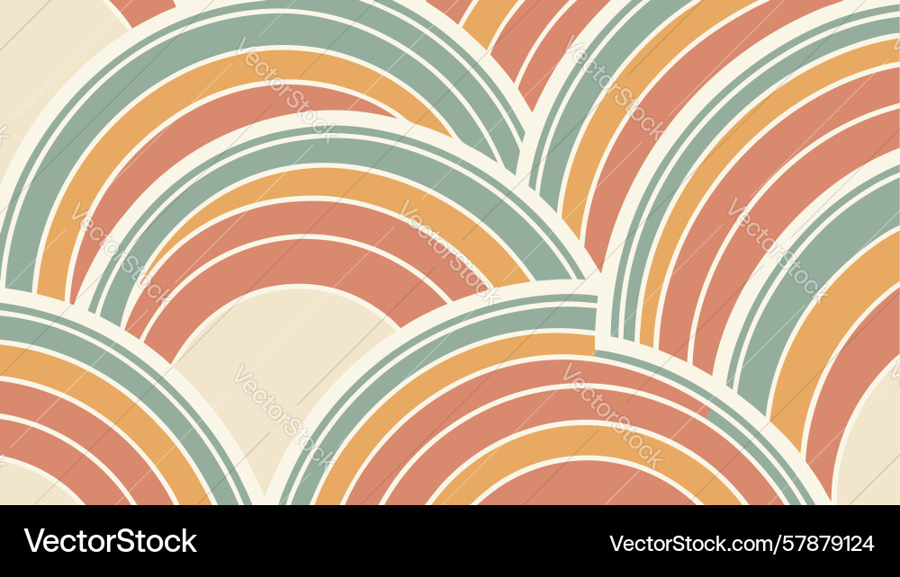 Abstract overlapping arcs organic rainbow pattern vector image