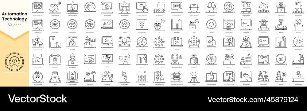 Automation Technology Icons - Simple Line Art vector image