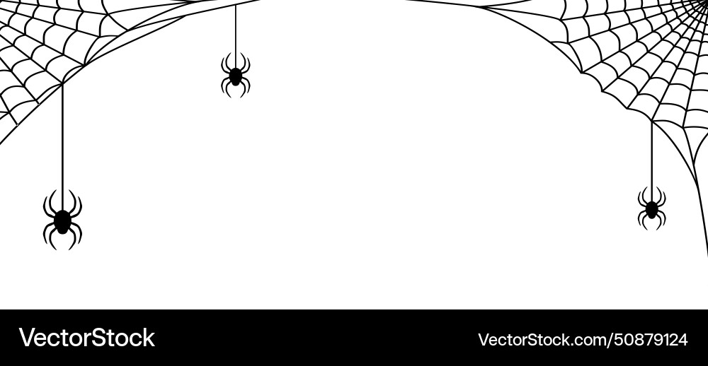 Black cobweb with spiders on a white background Vector Image