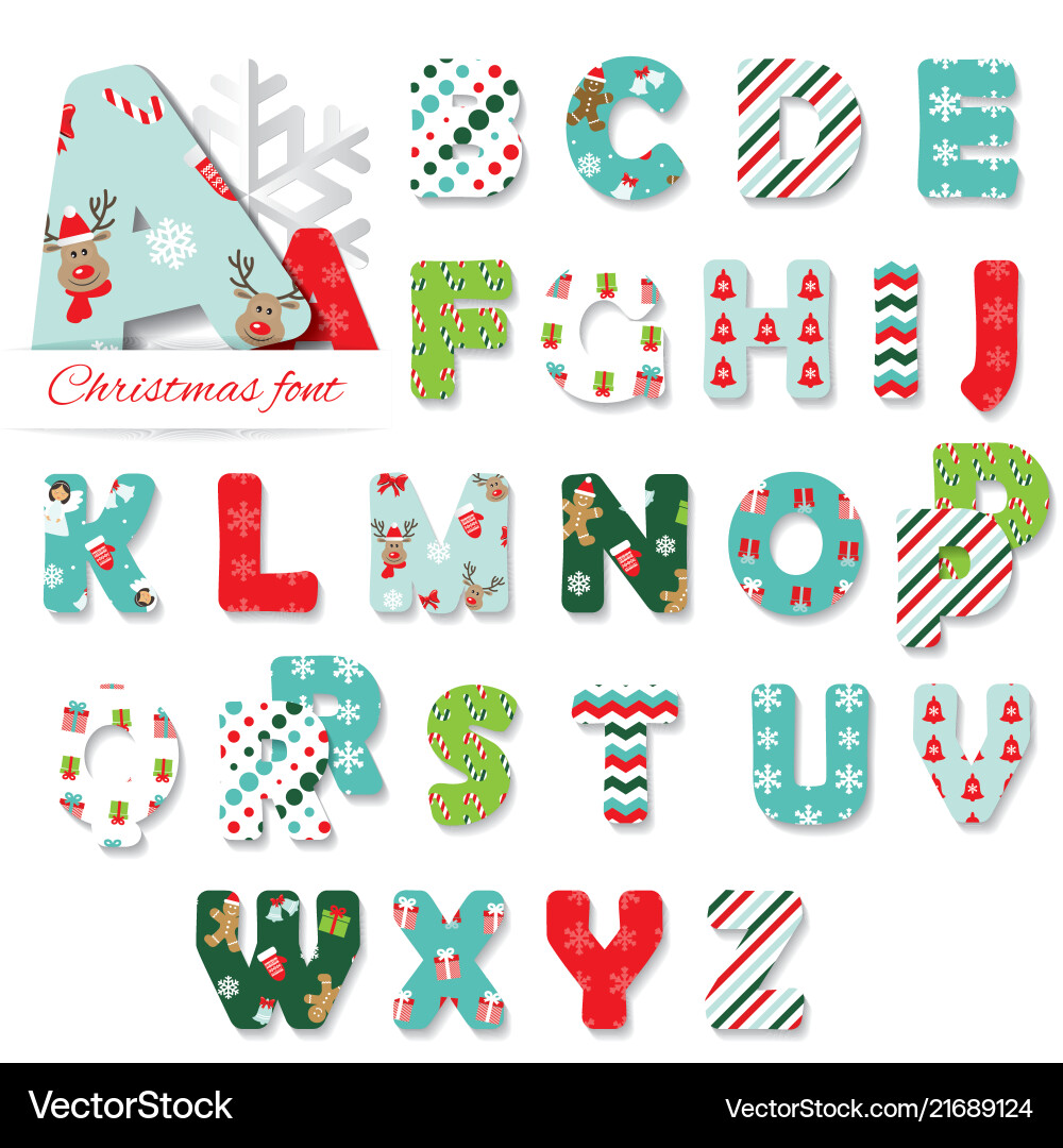 Christmas Pattern Font Collection Vector Image