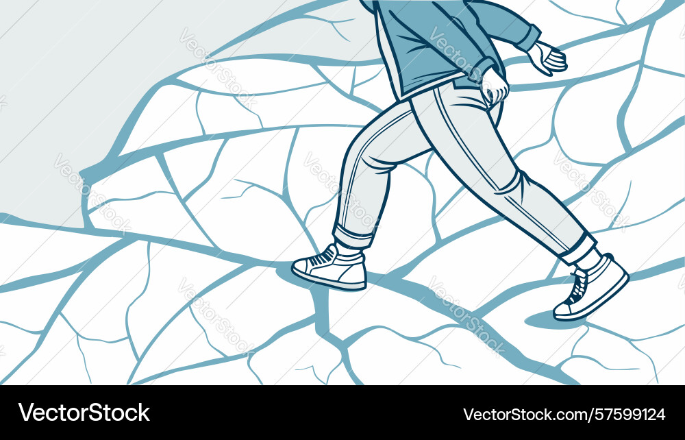 Dynamic runner on abstract trail design vector image