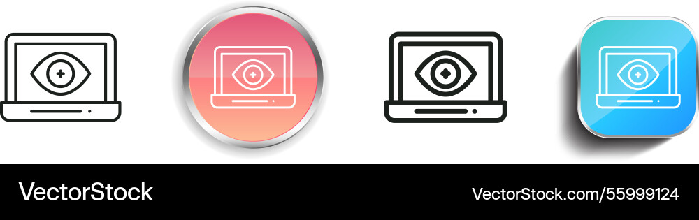 Laptop icon thin linear regular and button style vector image