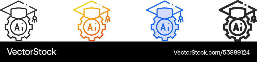 Machine learning iconthin linear gradient blue Machine learning iconthin linear gradient blue vector image
