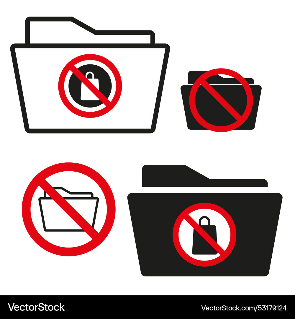 No access folder signs prohibited file icons No access folder signs prohibited file icons Vector Image
