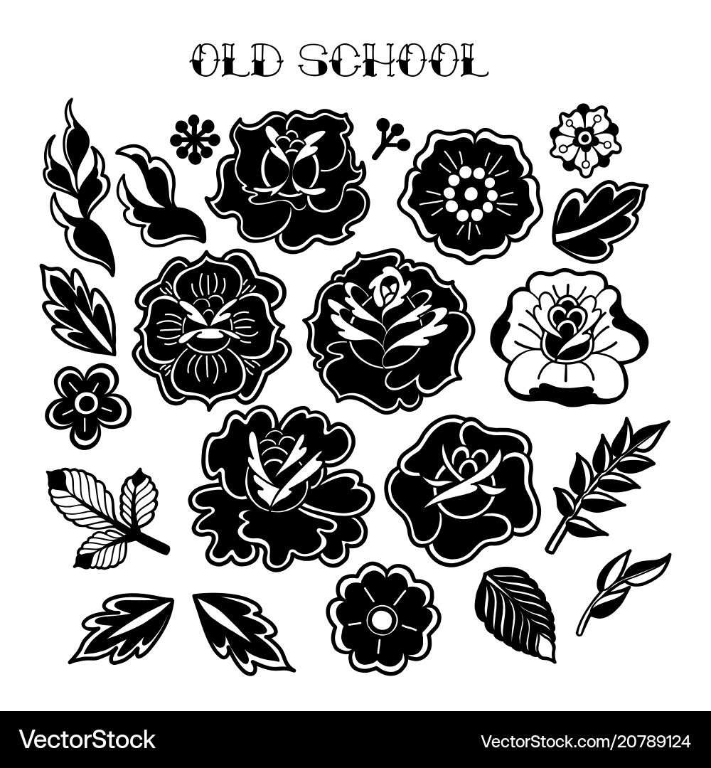 Old School Floral Collection Vector Image