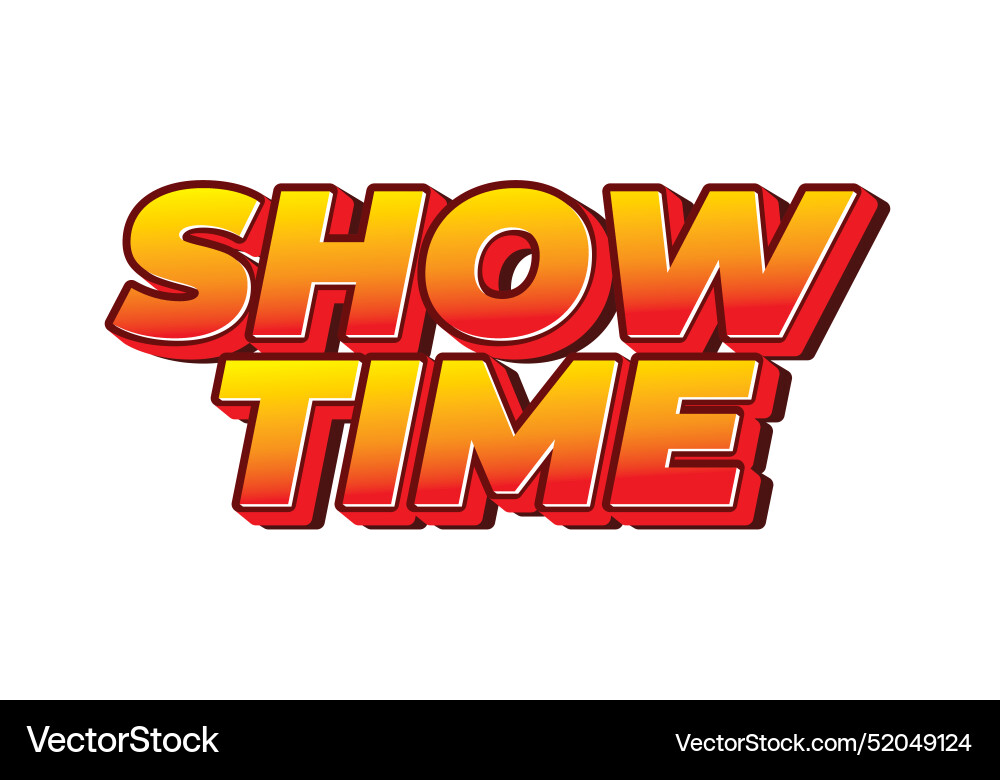 Show time text effect in 3d style with good colors Vector Image