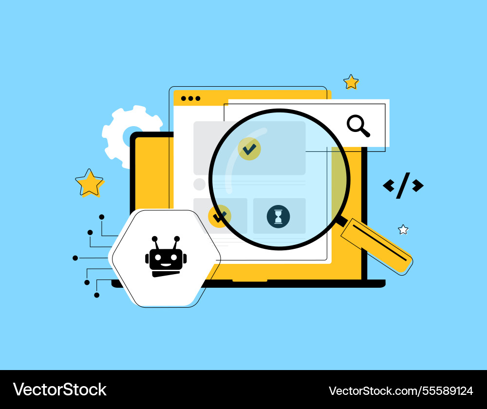 Website indexing improves search engine visibility vector image