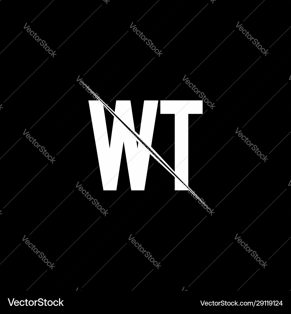 Wt logo monogram with slash style design template Wt logo monogram with slash style design template vector image