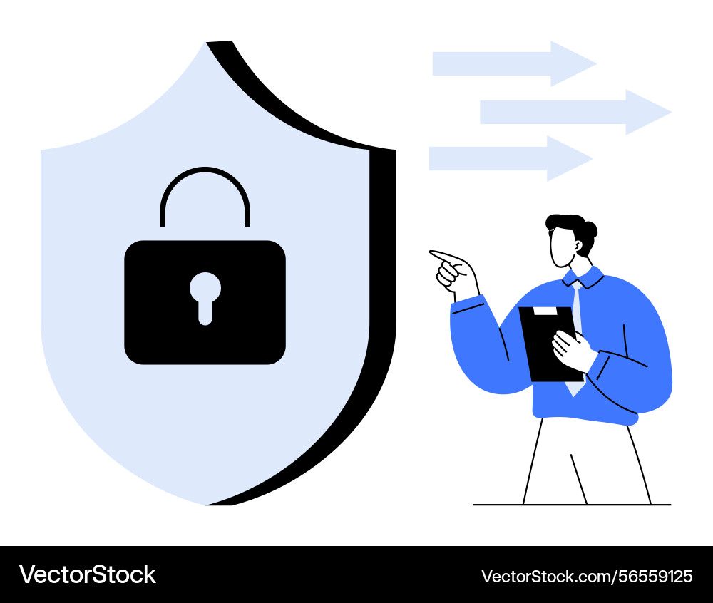 Data security concept with shield and lock symbol Data security concept with shield and lock symbol vector image