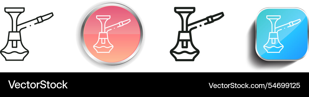 Hookah icon thin linear regular and button style Vector Image
