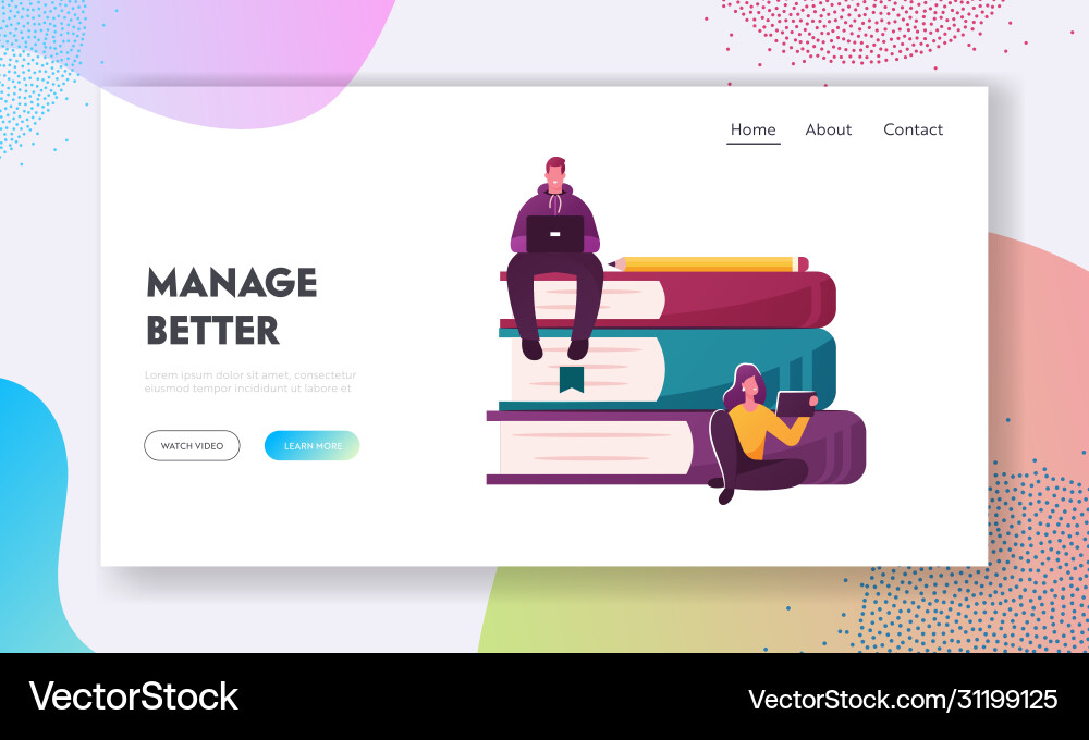 Learning management system landing page template Learning management system landing page template vector image