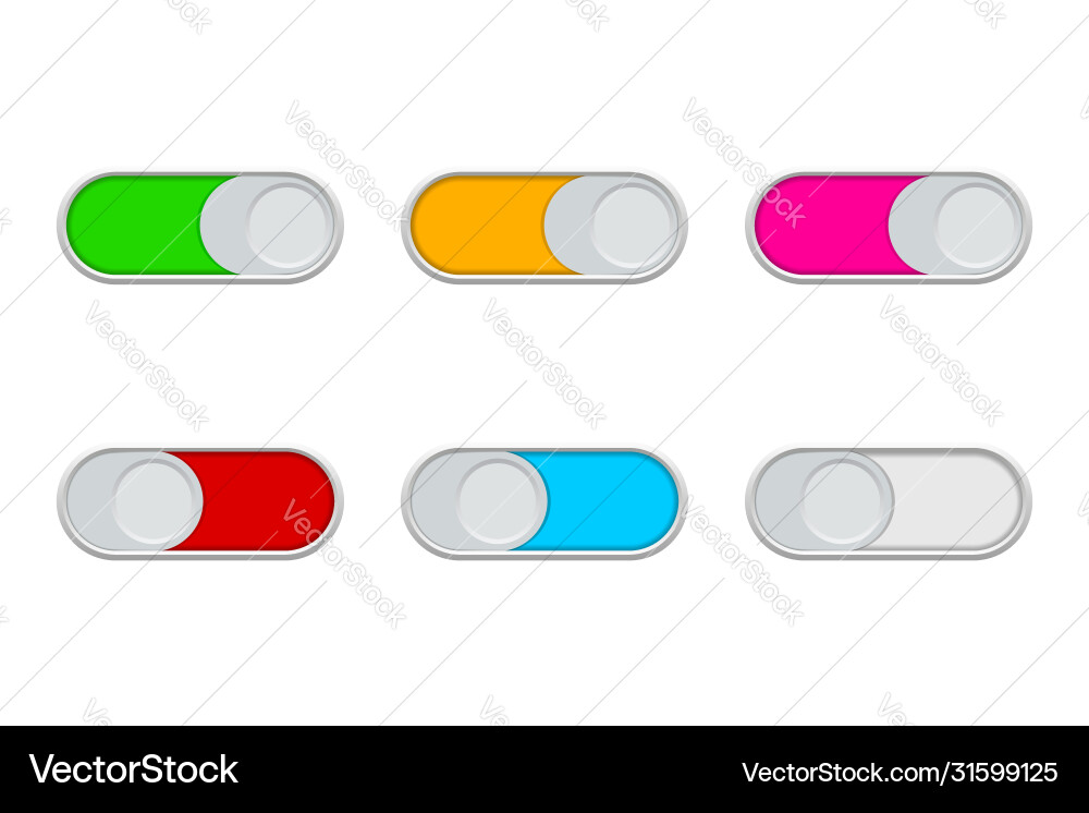Toggle Switches and Buttons UI vector image