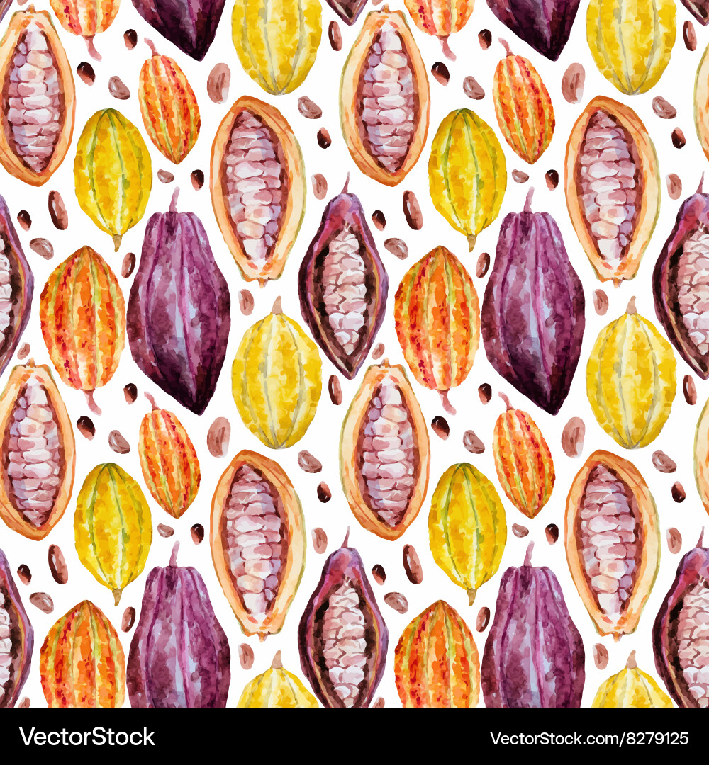 Watercolor cocoa pattern vector image