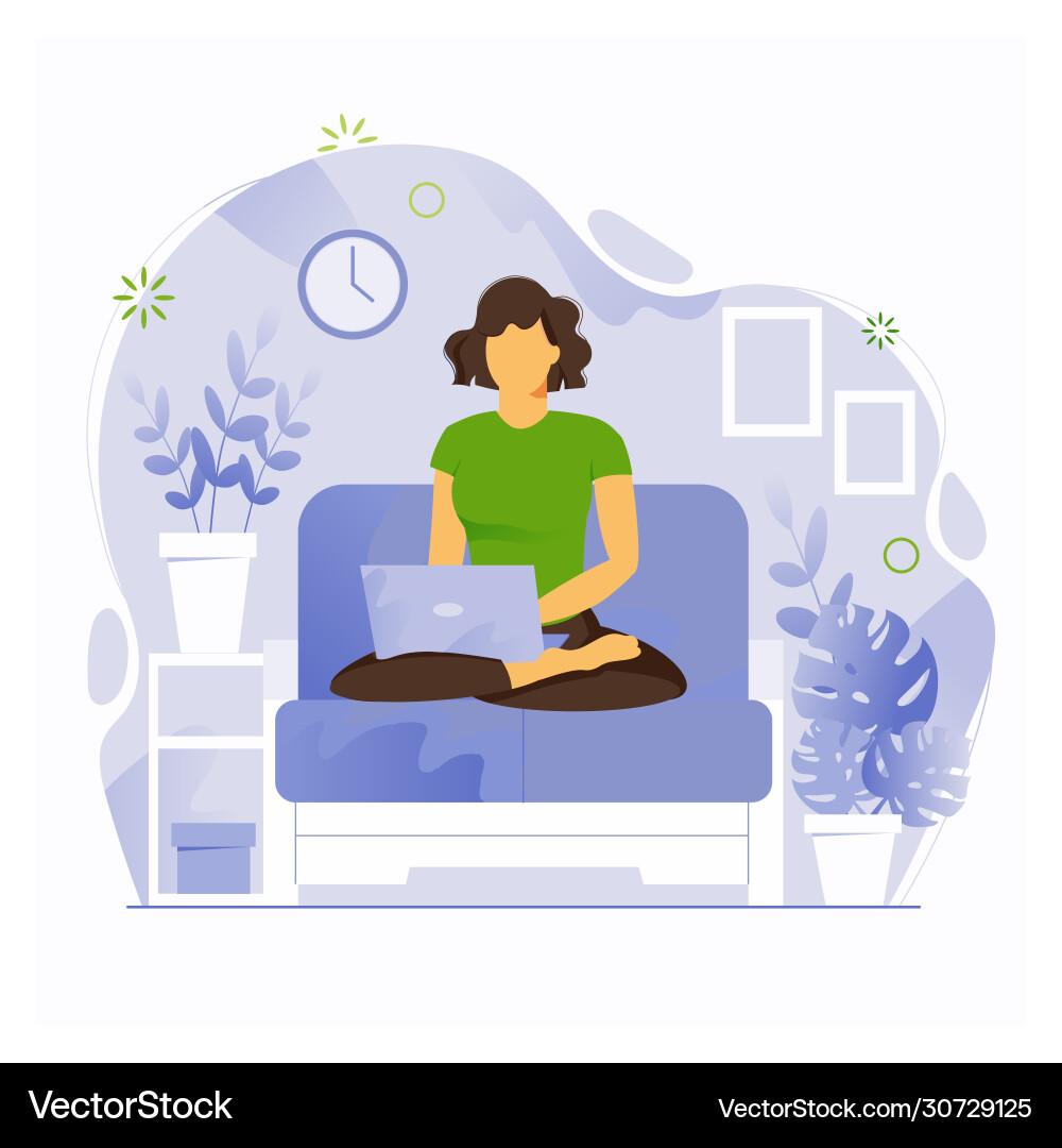 Work online from home and freelance a girl Work online from home and freelance a girl vector image