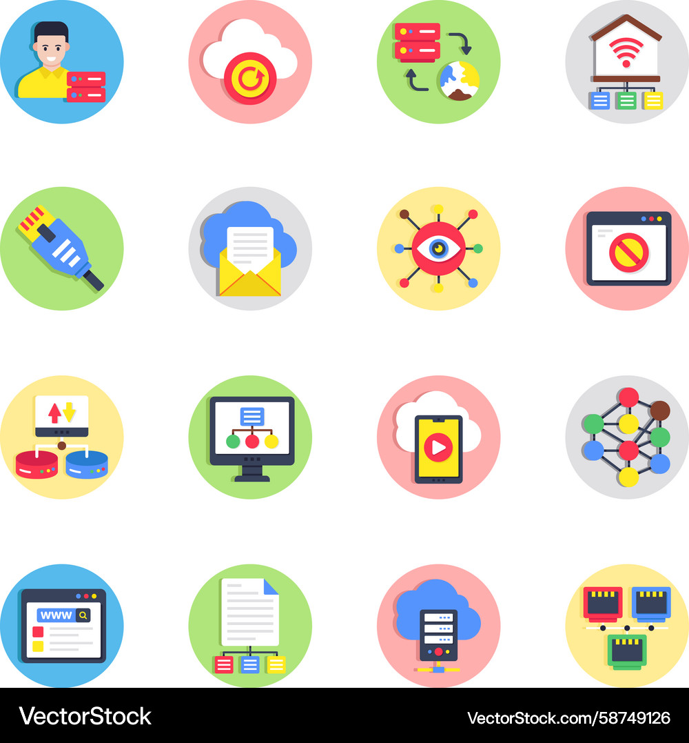 Network Icons - Hosting & Server Collection Vector Image