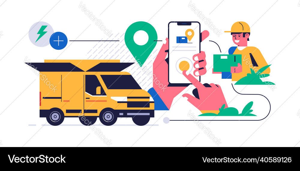 Online parcel delivery service concept mobile app Online parcel delivery service concept mobile app vector image