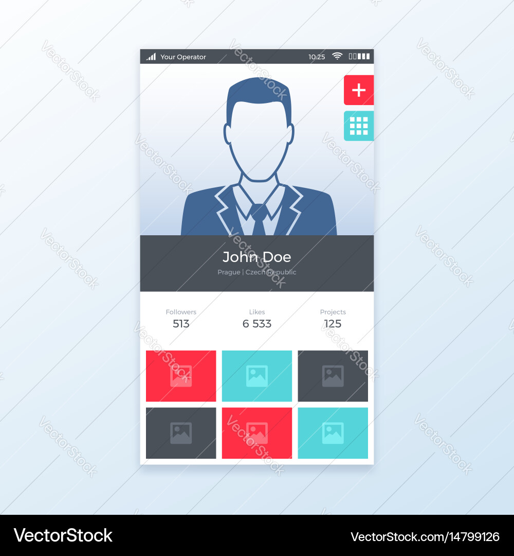Personal profile ui app design Vector Image