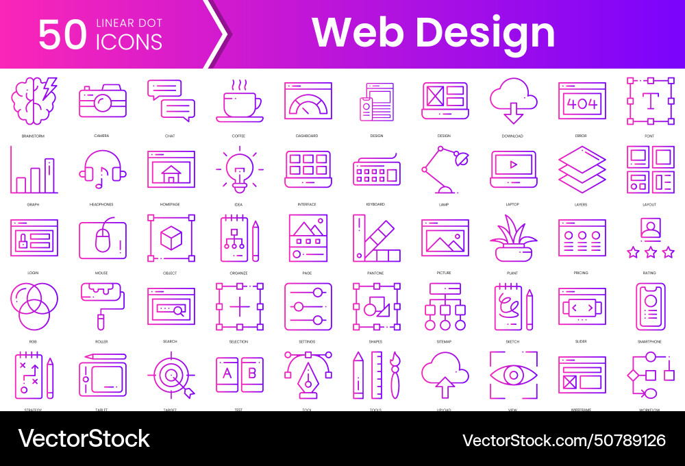 Set of web design icons gradient style icon bundle Set of web design icons gradient style icon bundle vector image