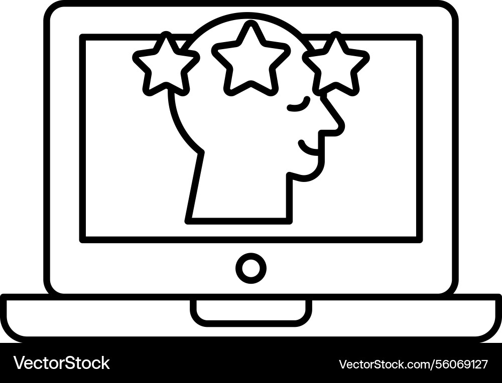A computer monitor with mans head and three A computer monitor with mans head and three vector image