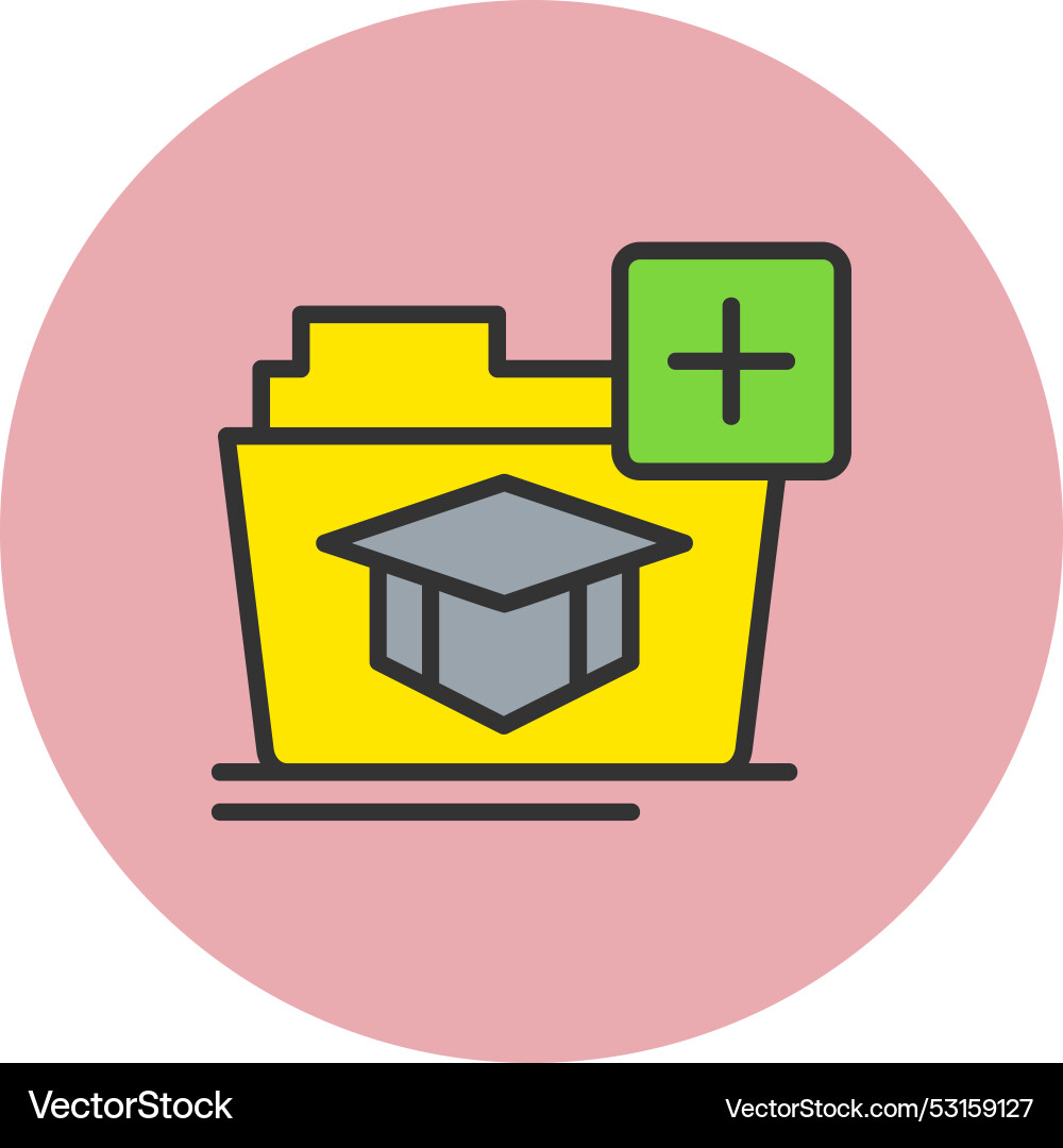Add folder line filled circle icon vector image