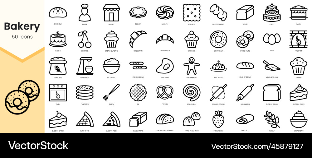 Bakery Icon Set - Line Art vector image